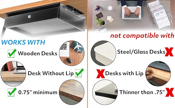 POCHAR 17.75" Steel Under Desk Drawer - Image 6