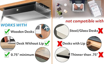 POCHAR 17.75" Steel Under Desk Drawer - Image 6