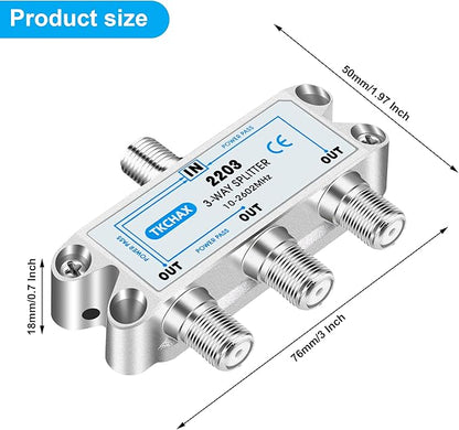 TKCHAX 3 Way Coaxial Cable Splitter, Support 10-2602MHz, RG6 Compatible - Image 7