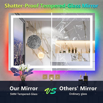 YEELAIT 48x36 Inch RGB LED Bathroom Mirror Front Light and RGB Backlit Lighted - Image 6