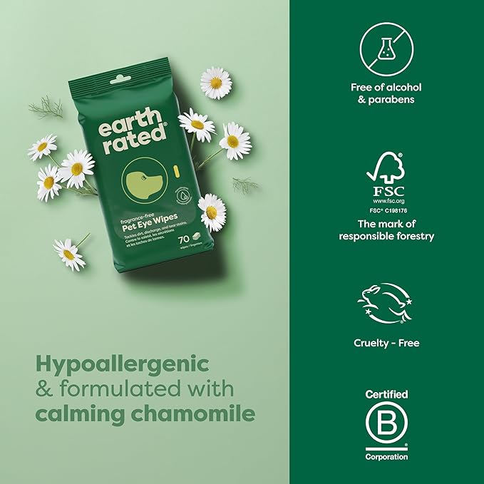 Earth Rated Vet-Developed Dog Eye Wipes, Hypoallergenic Pet Wipes - Image 6