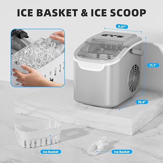 Antarctic Star Countertop Ice Maker Machine, 8 Cubes in 6 Mins, 26.5 lbs/Day - Image 4