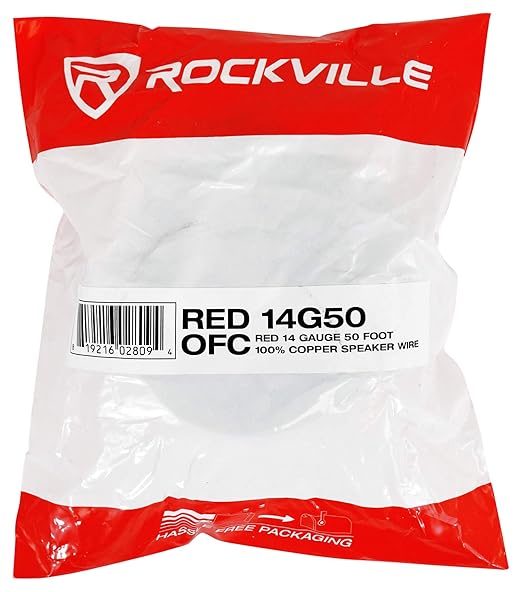 Rockville RED 14G50 14 Gauge 50 Ft Speaker Wire, 100% OFC Copper, Marine Grade - Image 3