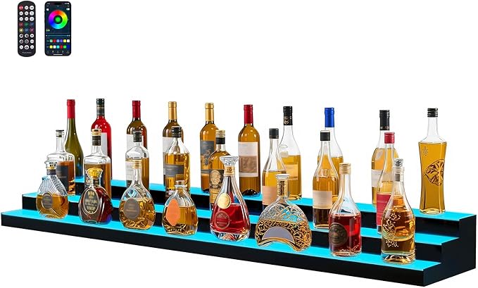VEVOR LED Lighted Liquor Bottle Display, 3 Tier 70 Inch, Illuminated Home Bar by VEVOR