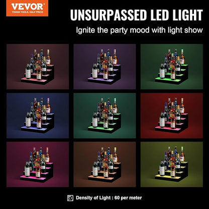 VEVOR LED Lighted Liquor Bottle Display, 4 Tiers 16 Inch Commercial Illuminated - Image 4