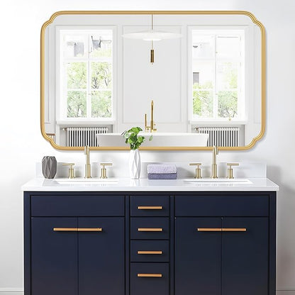 30"x48" Gold Bathroom Mirror for Wall, Large Brass Gold Bathroom Vanity Mirror - Image 2