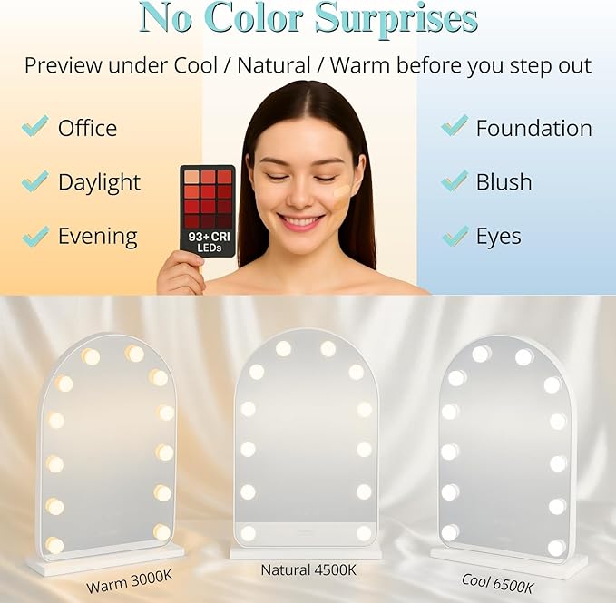 LUXFURNI Hollywood Mirror with Lights Makeup Mirror - Image 3