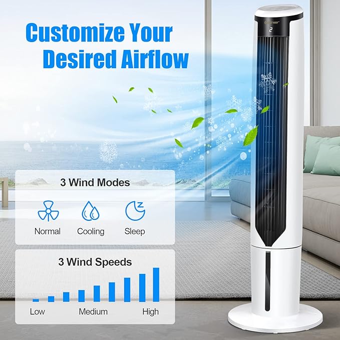 COSTWAY Evaporative Air Cooler, 41-inch Portable Oscillating Air Cooler - Image 4