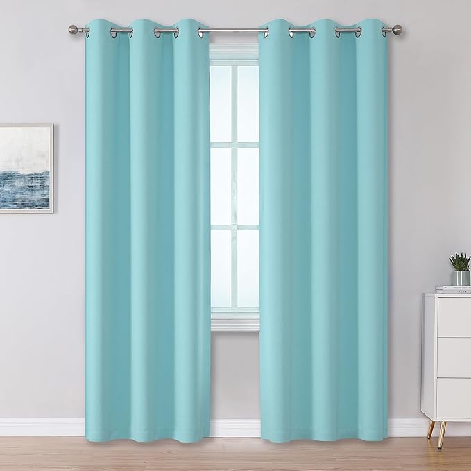 DUALIFE Aqua Curtains for Living Room Bedroom Light Blocking Window Curtains by DUALIFE