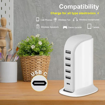 Charging Station for Multiple Devices 40W Upoy, Wall Charger Block 5 USB Ports - Image 3