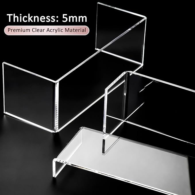 LFTYTUO 1 Set Large Acrylic Clear Display Risers, 3 Sizes 12" Rectangular - Image 2