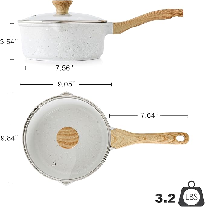 SENSARTE White Ceramic Nonstick Saucepan - Image 8