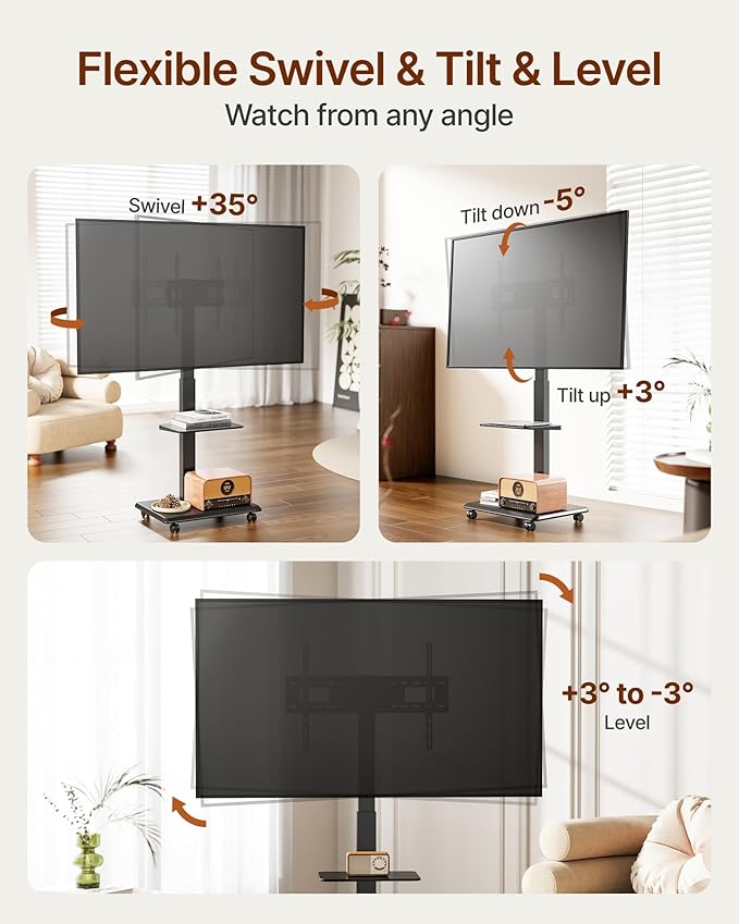 ECOTINY Steel Base Rolling TV Stand - Image 3