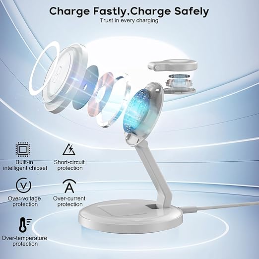 Charging Station for Apple Magnetic Wireless iPhone Mag-Safe Charger, 15W 3in1 - Image 5