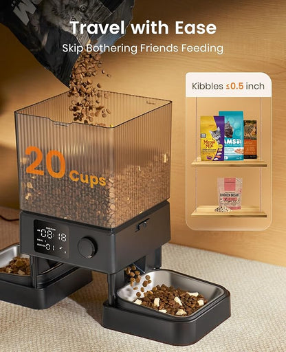 oneisall Automatic Cat Feeder for 2 Cats, 20 Cups/5L Automatic Cat Food - Image 4