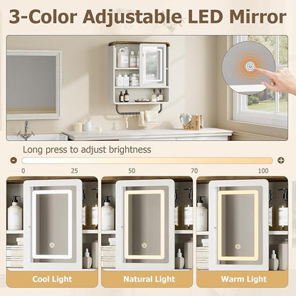 QUW Bathroom Wall Cabinet with Sliding Mirror Door, Modern Medicine Cabinet - Image 5