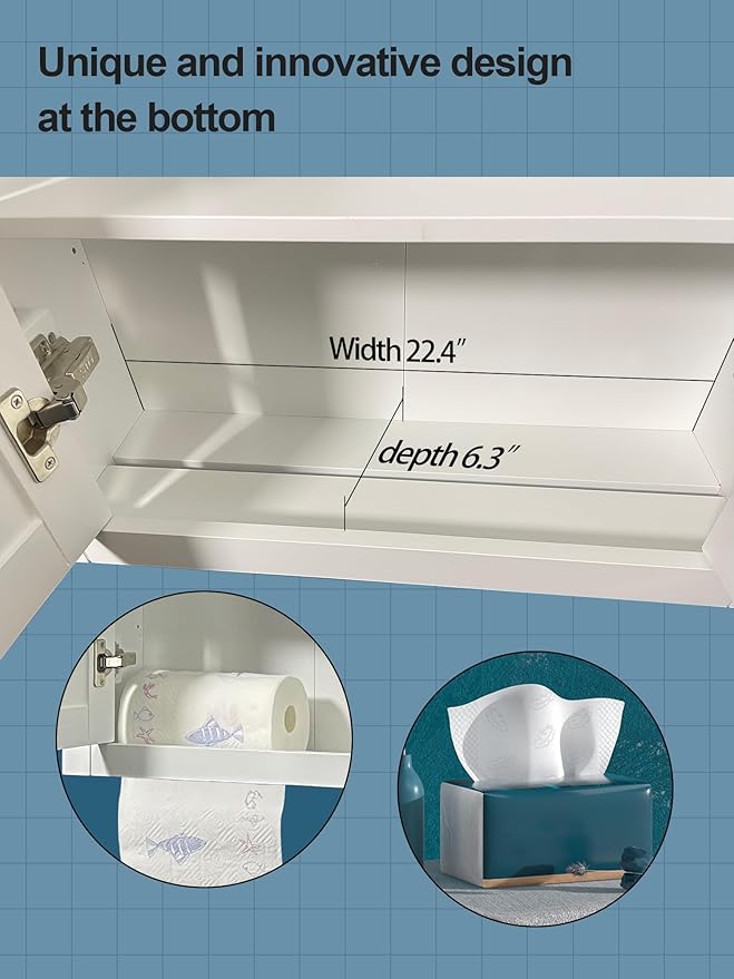 Wall Mount Cabinets Bathroom Wall Cabinet Buffering Hinge, Can Hold Toilet - Image 4