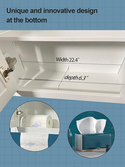 Wall Mount Cabinets Bathroom Wall Cabinet Buffering Hinge, Can Hold Toilet - Image 4