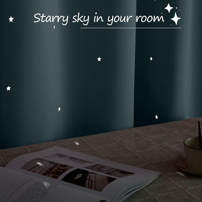 NICETOWN Nursery Blackout Curtains for Bedroom, 2 Panels, Stormy Sea, 42x63 | 63 inches Long Star Cut Out Kids Soundproof Thermal Insulated Cute Galaxy Grommet Curtains for Window