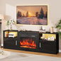 Fireplace TV Stand with 23" Electric Fireplace Heater Up to 80" TVs, Modern by PRETZI