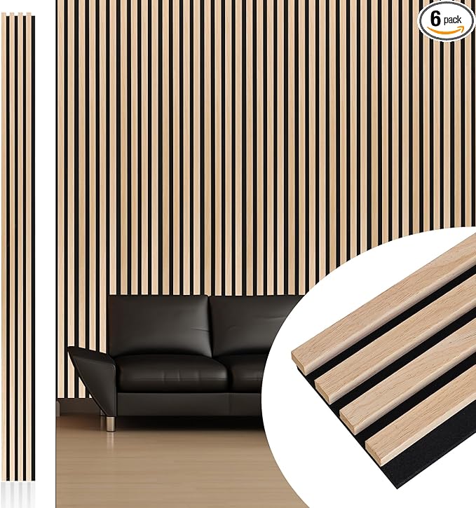 NeatiEase Wood Wall Panels, 9 Feet Acoustic Slat Wall Panels by NeatiEase