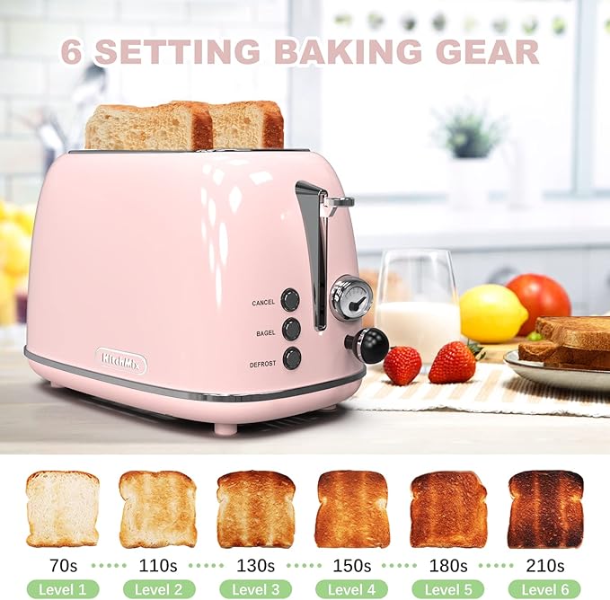 Toaster 2 slice, Retro Stainless Steel Toaster - Image 3