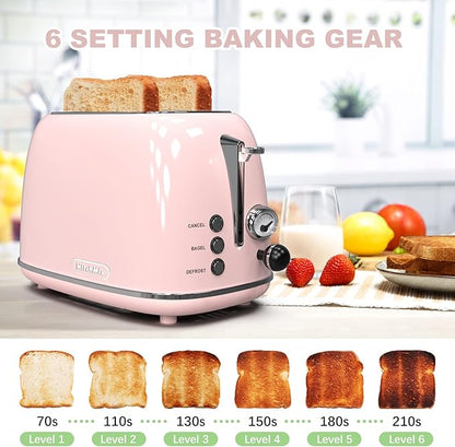 Toaster 2 slice, Retro Stainless Steel Toaster - Image 3