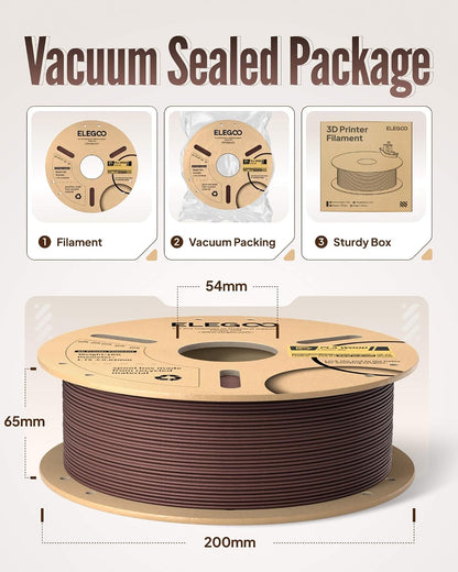 elegoo pla 3d printer filament 4kg oak wood/rosewood/tan, package contents