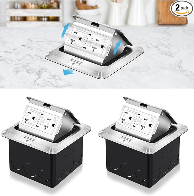 Vagueior Recessed Floor Electrical Outlet Kit, Waterproof Electrical Outlet by Vagueior