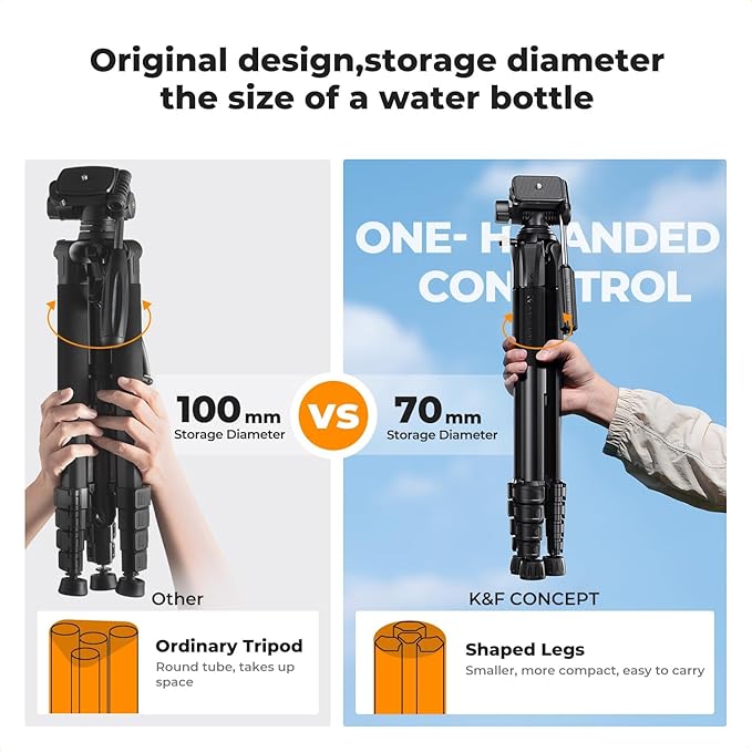 K&F CONCEPT Camera Tripod, Cellphone Clip - Image 2