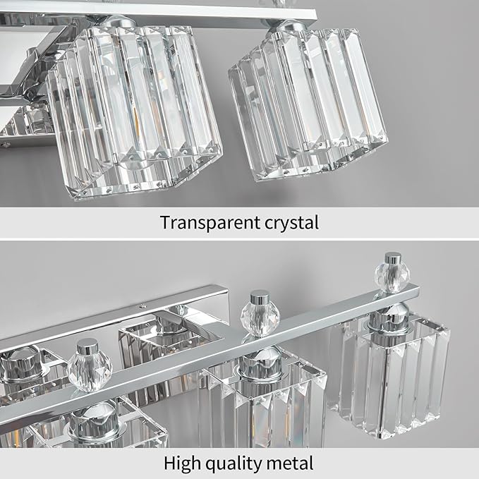 FDPBY Vanity Lights 5-Light Modern Crystal Vanity Light Chrome Bathroom Light - Image 4
