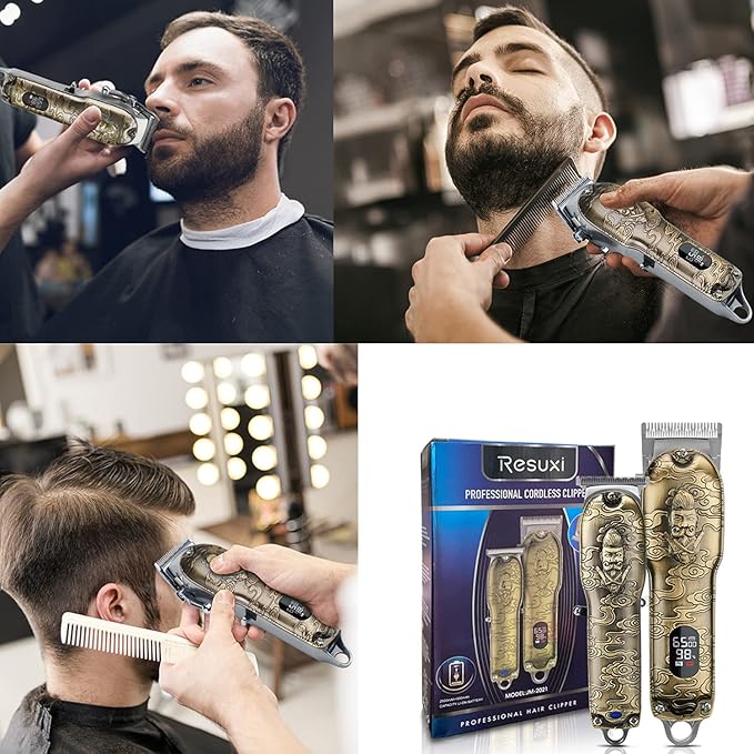 RESUXI Mens Hair Clippers and Trimmers Set, Professional Cordless Barber - Image 6