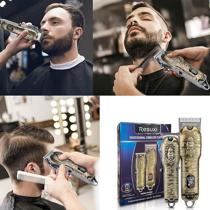 RESUXI Mens Hair Clippers and Trimmers Set, Professional Cordless Barber - Image 6