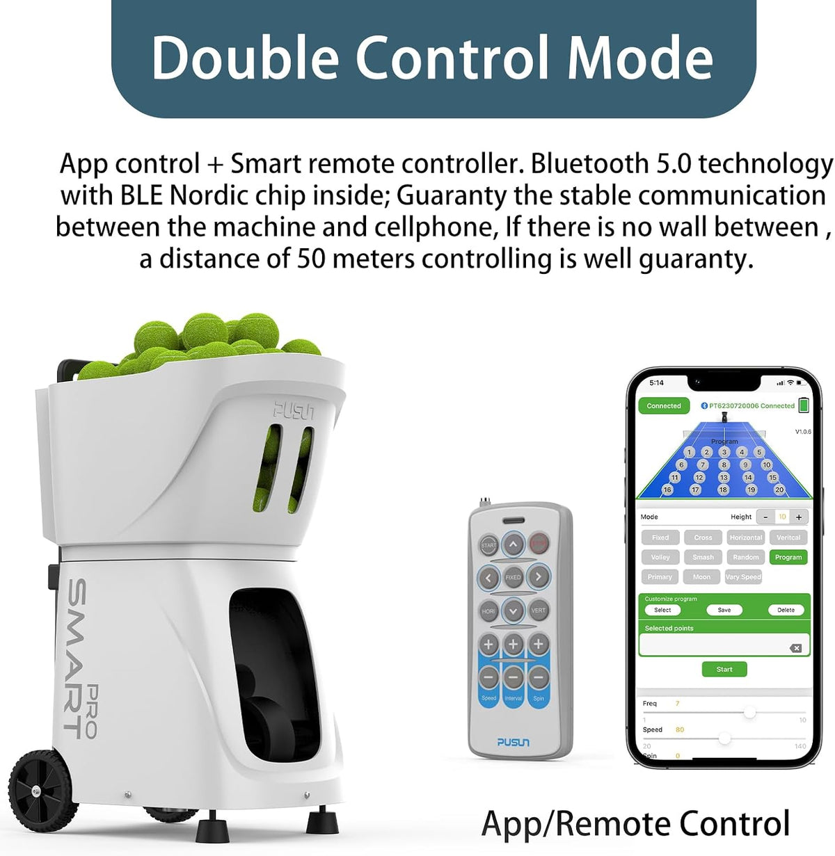 smart tennis ball machine - auto serve with, side view