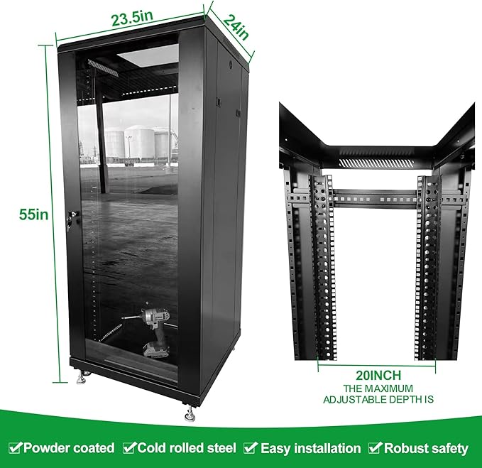 27U Server Cabinet Rack Enclosure, - Image 2