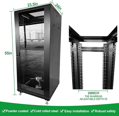 27U Server Cabinet Rack Enclosure, - Image 2