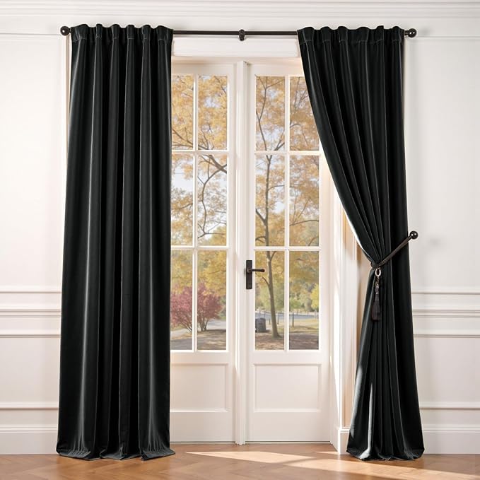 Lazzzy Velvet Blackout Curtains Thermal Insulated Room Window Drapes Super Soft by Lazzzy