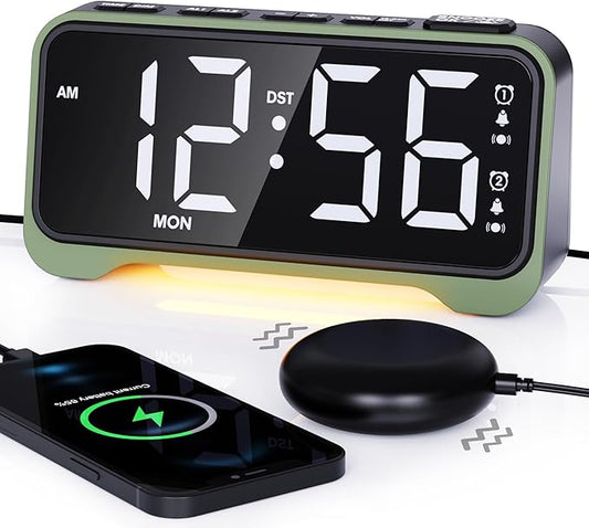 Loud Alarm Clock for Heavy Sleepers Adults/Kids, Dual Vibrating Alarm Clock Bed by ROCAM