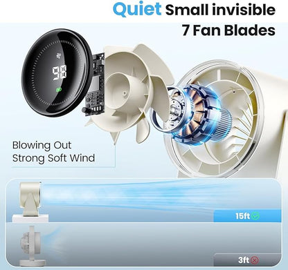DURBESTER Small Desk Fan, 28dB Ultra-Quiet Desktop Air Circulator - Image 4