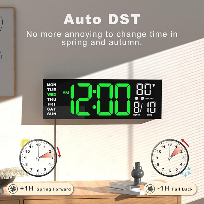 JALL 16" Large Digital Wall Mount Clock, Count Down Timer, Big LED, RGB Color - Image 5