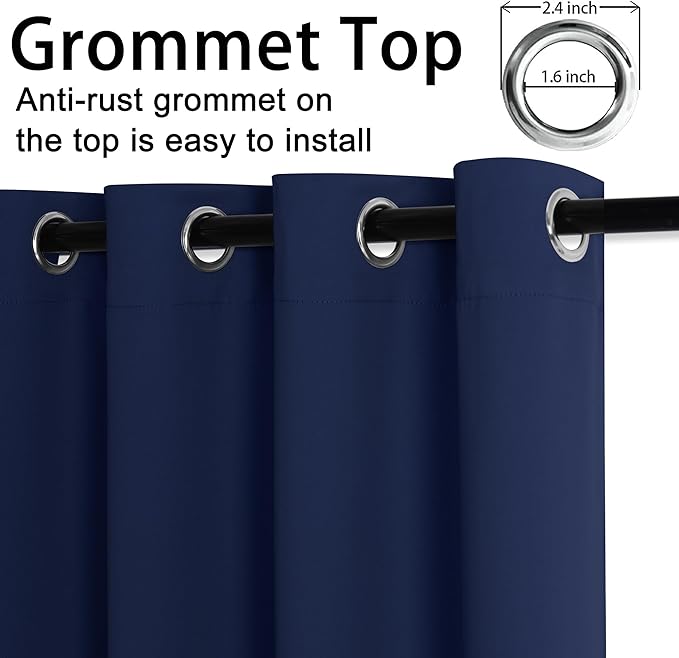 JIUZHEN Navy Blue Blackout Curtains - Image 5