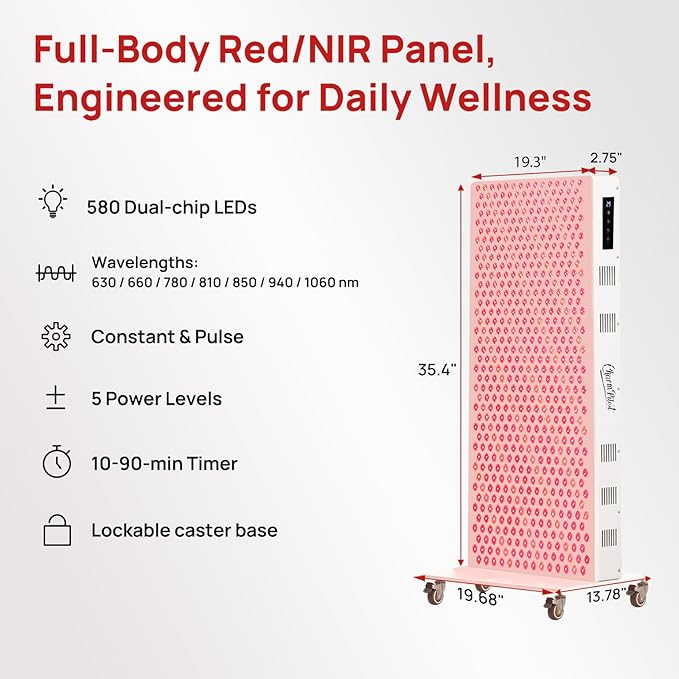 Red Light Therapy Panel for Body, 7 Wavelengths, 2900 W Near‑Infrared Light - Image 2