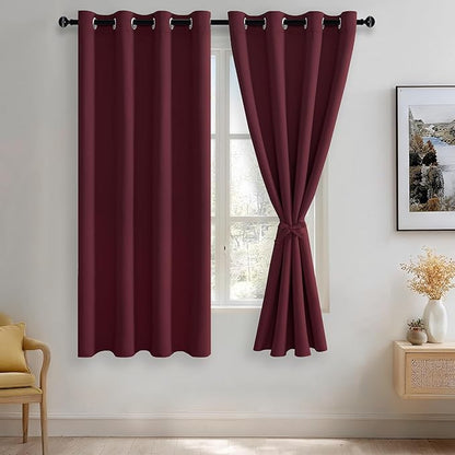 JIUZHEN Burgundy Blackout Curtains by JIUZHEN