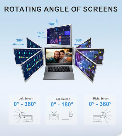 FOPO 16" Laptop Screen Extender Monitor Portable, Quad Monitor, Just 1 Cable - Image 7
