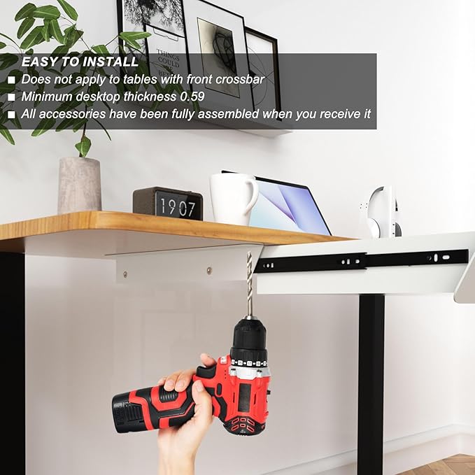 White Large Under Desk Mounted Sliding Drawer - Image 7