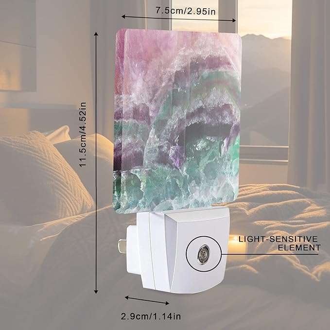 Smoaffly Color Pink Fluorite Crystal Stone Night Light Plug-in LED Nightlights - Image 4
