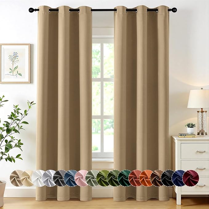 MIULEE Taupe Brown Blackout Curtains by MIULEE