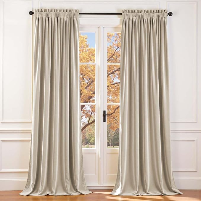 Lazzzy Velvet Blackout Extra Long Curtains Thermal Insulated Room Window Drapes by Lazzzy