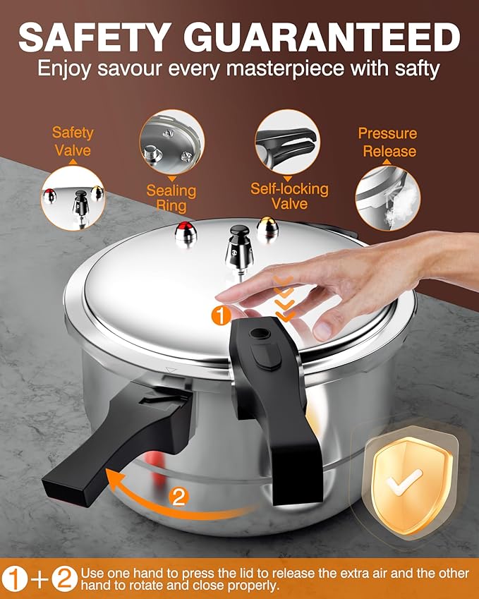 WantJoin 11Qt Aluminum Pressure Cooker w/Release Valve & Multiple Protective - Image 2
