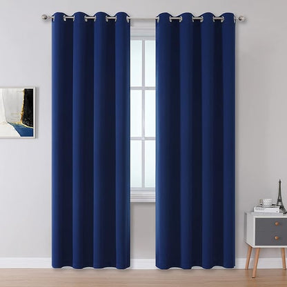 DUALIFE Navy Blue Blackout Curtains 96 Inch Length by DUALIFE